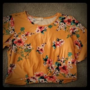 Cute yellow floral crop shirt